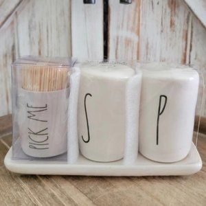 Rae Dunn PICK ME Toothpick Holder and Salt/Pepper Shaker Set